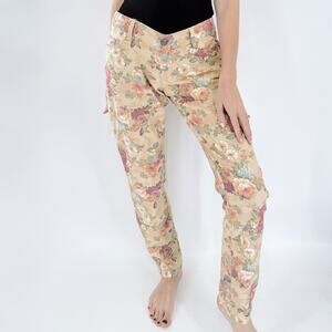 Vintage Y2K Mudd Floral Boho Light Weight Skinny Denim Pants Size 13 Juniors